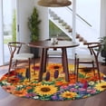 thumbnail image 3 of Round Rugs 5Ft, Colorful Flowers Round Area Rug Washable Indoor Throw Carpet, Farmhouse Sunflower Daisy Soft Non Slip Circle Rug for Cabinet Bathroom Home Decor Aesthetic, 3 of 8