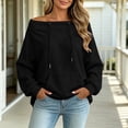 thumbnail image 5 of Women's Sweatshirts Crewneck Off Shoulder Sweatshirt with Pocket Casual Loose Fit Daily Outfits Fall Winter Tops, 5 of 10