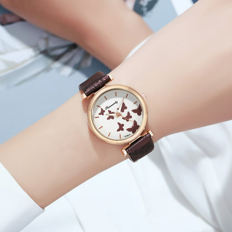 Ladies leather belt clearance watch