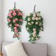 thumbnail image 3 of Decoración de flores artificiales de ratán, 6 cabezas de rosas colgantes falsas, plantas de enredadera de seda sintética de ratán para decoración de fondo de sala de bodas DIY, 3 of 7
