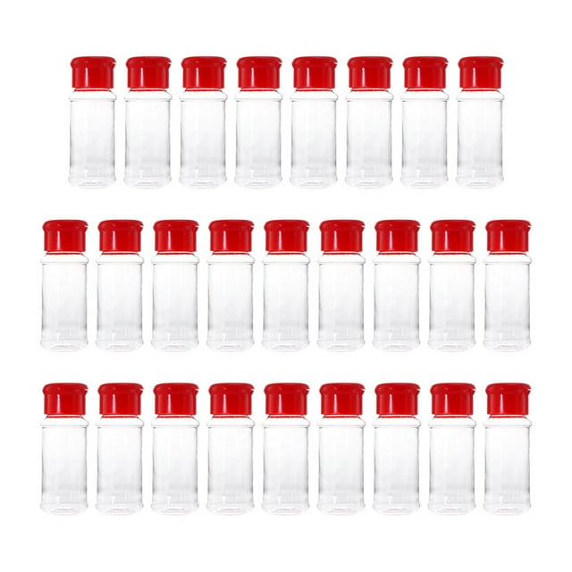 25PCS Plastic Seasoning Bottle Spice Dispenser Pepper Shakers Salt Jar for Barbecue Kitchen Restaurant (Red)