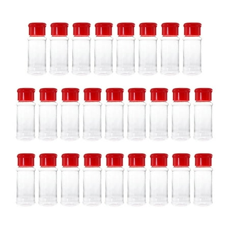 

NUOLUX 25PCS Plastic Seasoning Bottle Spice Dispenser Pepper Shakers Salt Jar for Barbecue Kitchen Restaurant (Red)