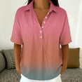 thumbnail image 5 of Favoffer Women's Linen Blouse Turtleneck Short Sleeve Solid Color Button Snap V Neck Daily Office Streetwear Fashion Casual Shirt, 5 of 7