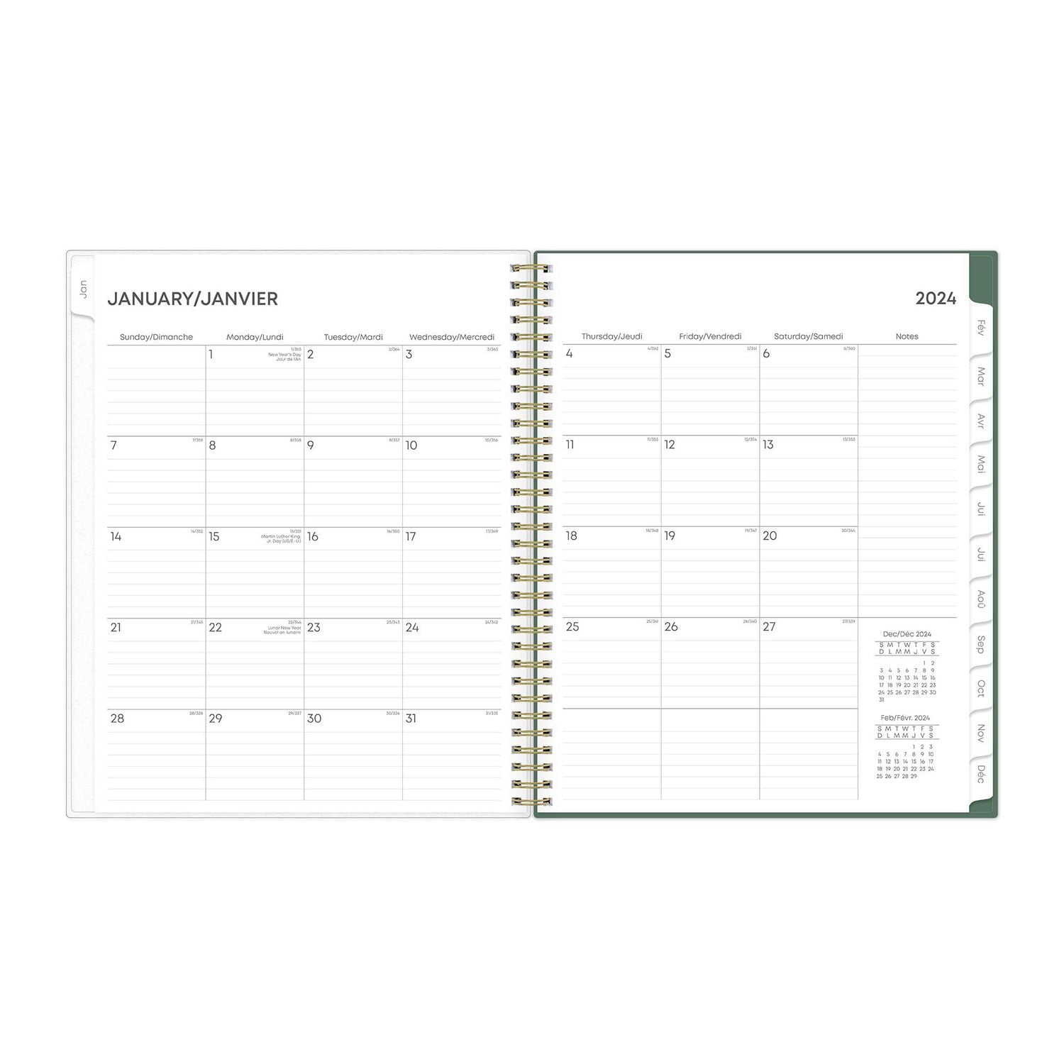 2024 Weekly Monthly Planner, 8.5x11, Blue Sky, Monroe Light