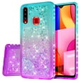 thumbnail image 2 of Compatible for Samsung Galaxy A20S Case with Tempered Glass Screen Protector SOGA Diamond Liquid Quicksand Cover Cute Girl Women Phone Case - Teal / Purple, 2 of 5