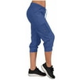 thumbnail image 5 of Teissuly Women's Yoga Pants Loose Soft Drawstring Workout Sweatpants Outdoor Athletic Causal Pants With Pockets Cargo Capris, 5 of 8