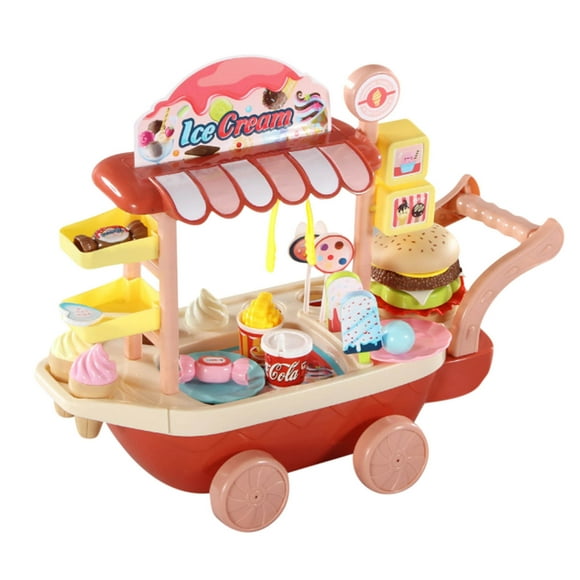48-Piece Children's Ice Cream Truck Playset with Simulation Desserts, ABS Construction for Safe Play, Educational Toy for Motor Skills and Teamwork Activities