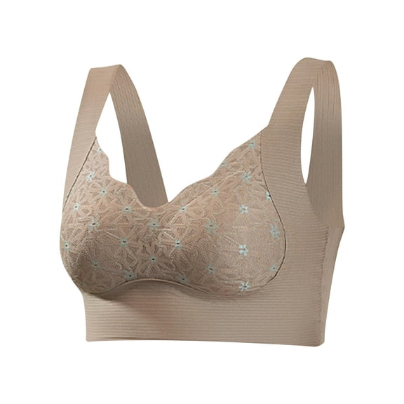 Amvlyk Sports Bra for Women No Underwire Lifting Push Up Bra Seamless Soft Senior Bra Full Coverage Wide Shoulder Straps Supportive Bra Comfort Breathable Everyday Bras for Daily Walking Shopping