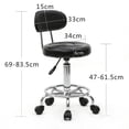thumbnail image 3 of Hassch Rolling Swivel Stool with Backrest, Height-Adjustable PU Leather Armless Drafting Chair with Round Padded Seat and Chrome Plated Base, for Home Office Spa Studio Salon Shop (Black), 3 of 10