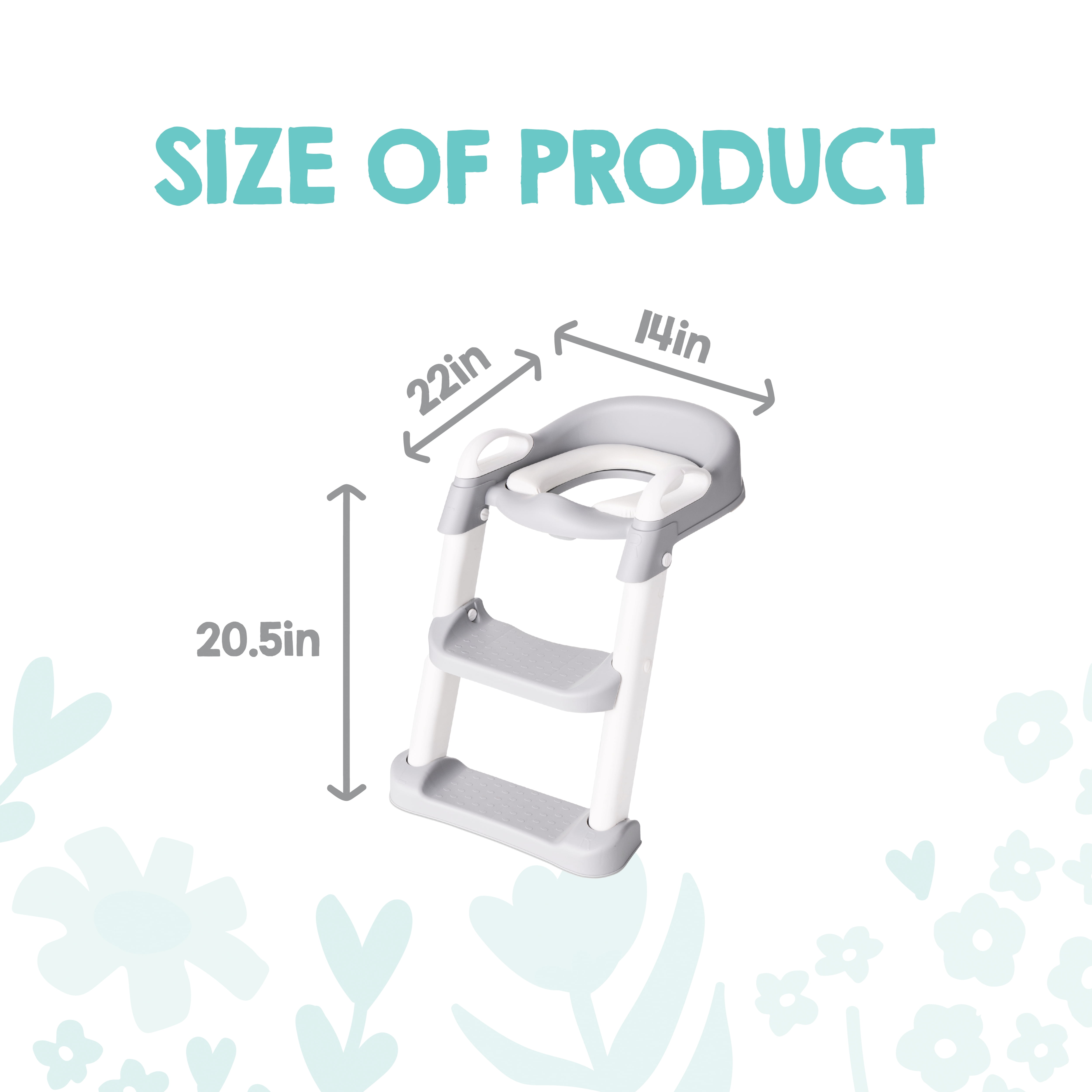 Regalo Toddler Potty Trainer Seat with Steps & Handles, Padded Contoured Seat, White/Gray, Ages 2–5