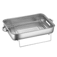 thumbnail image 6 of Tongina Stainless Steel Roaster Pan with Rack Meat Baking Grill Rack Tin Tray Deep Broiling Pan Turkey Roaster for Cooker BBQ Camping, 6 of 8