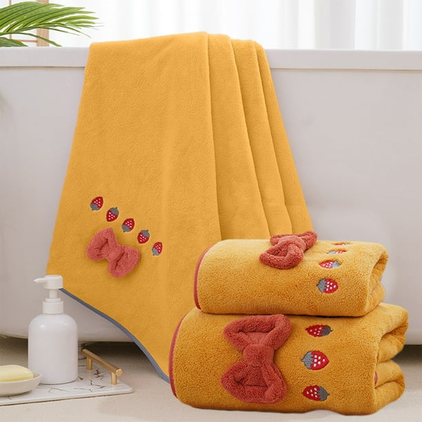 Juego extra grande de toallas de baño de 2 • Toallas de baño de microfibra sobredimensionadas, súper suaves y absorbentes • 55x27 in y 29x13 in • Blanca, rosa, amarilla, azul