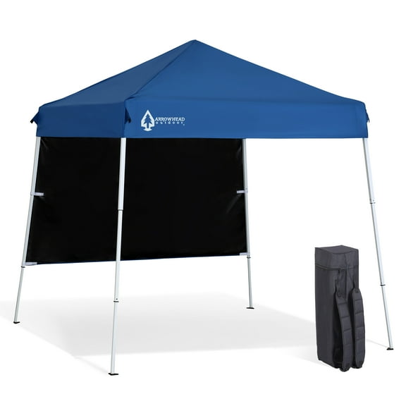 ARROWHEAD OUTDOOR KGS0397U Backpack Pop-up Canopy with Sunwall, Sand Bags, Guide Ropes, Ground Stakes, 6'x6' / 8'x8' Top to Bottom - Blue