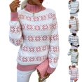 thumbnail image 4 of Christmas Snowflake Turtleneck Snowflake Knit Women Sweater Pullover Sweaters, 4 of 6