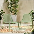 thumbnail image 2 of Outdoor Iron Bistro Set 3-Piece, Matte Green Patio Chairs and Table for Porch, Garden Seating Group, 2 of 10