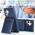 thumbnail image 6 of Compatible with Samsung Galaxy S24 Ultra Case Wallet with Credit Card Holder, Premium PU Leather Magnetic Clasp Kickstand Heavy Duty Protective Shock Absorbing Phone Cover for S24 Ultra, Darkblue, 6 of 7
