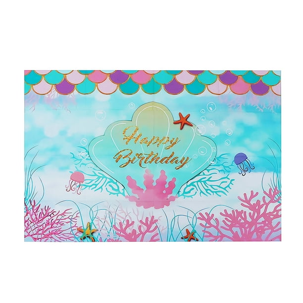 Photography Backdrop Sea Little Mermaid Birthday Party Props  4.9X3.3/7.2X4.9FT 