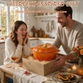 thumbnail image 2 of Ktaxon 5 Quart Pumpkin Enameled Cast Iron Dutch Oven with Upgraded Textured Handles, 500°F Oven Safe Pumpkin Pot w/ Potholder & Gloves, Halloween & Thanksgiving Gift, 2 of 12