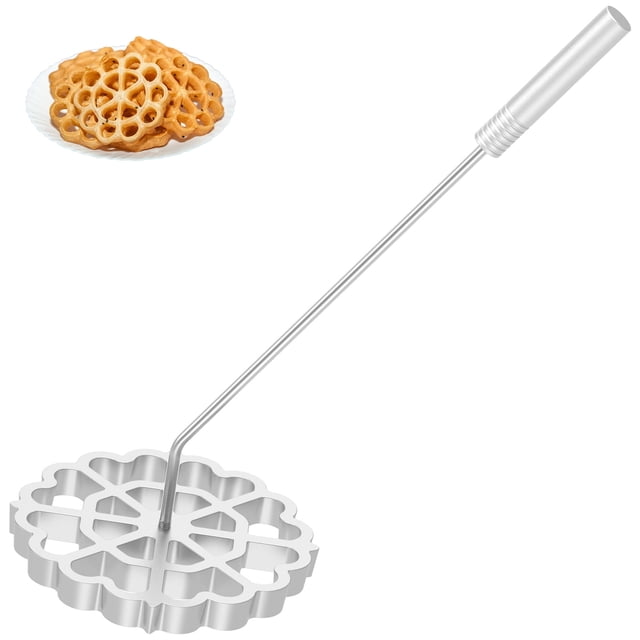 Vensio 1-Set Aluminum Alloy Rosette Maker Bunuelos Mold with 10-Inch Handle for Crispy Flower Waffles Cookies