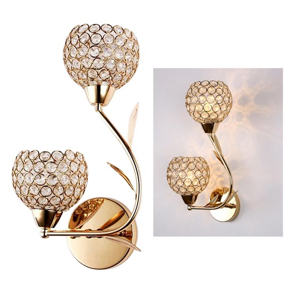 Modern wall of Bedroom Wall Sconce Lighting Fixture, E26/E27 Socket, for Bedroom Bedside Stairs - Golden_Left