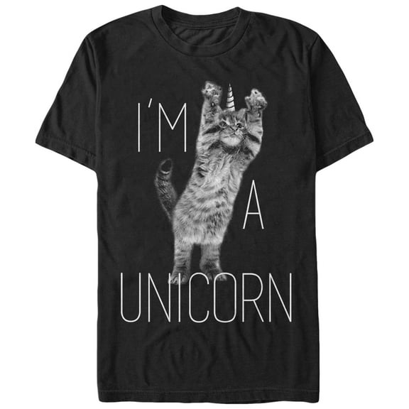 Men's Lost Gods I'm a Unicorn Cat Graphic Tee Black Small