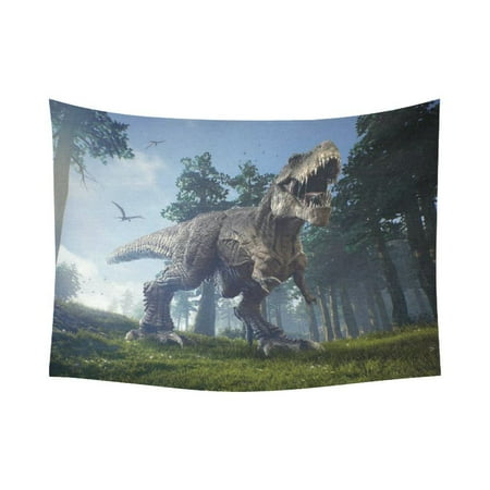 Animals Wool Tapestry - PHFZK Forest Landscape Wall Art Home Decor, Animal Ancient Dinosaur Tapestry Wall Hanging 60 X 80 Inches