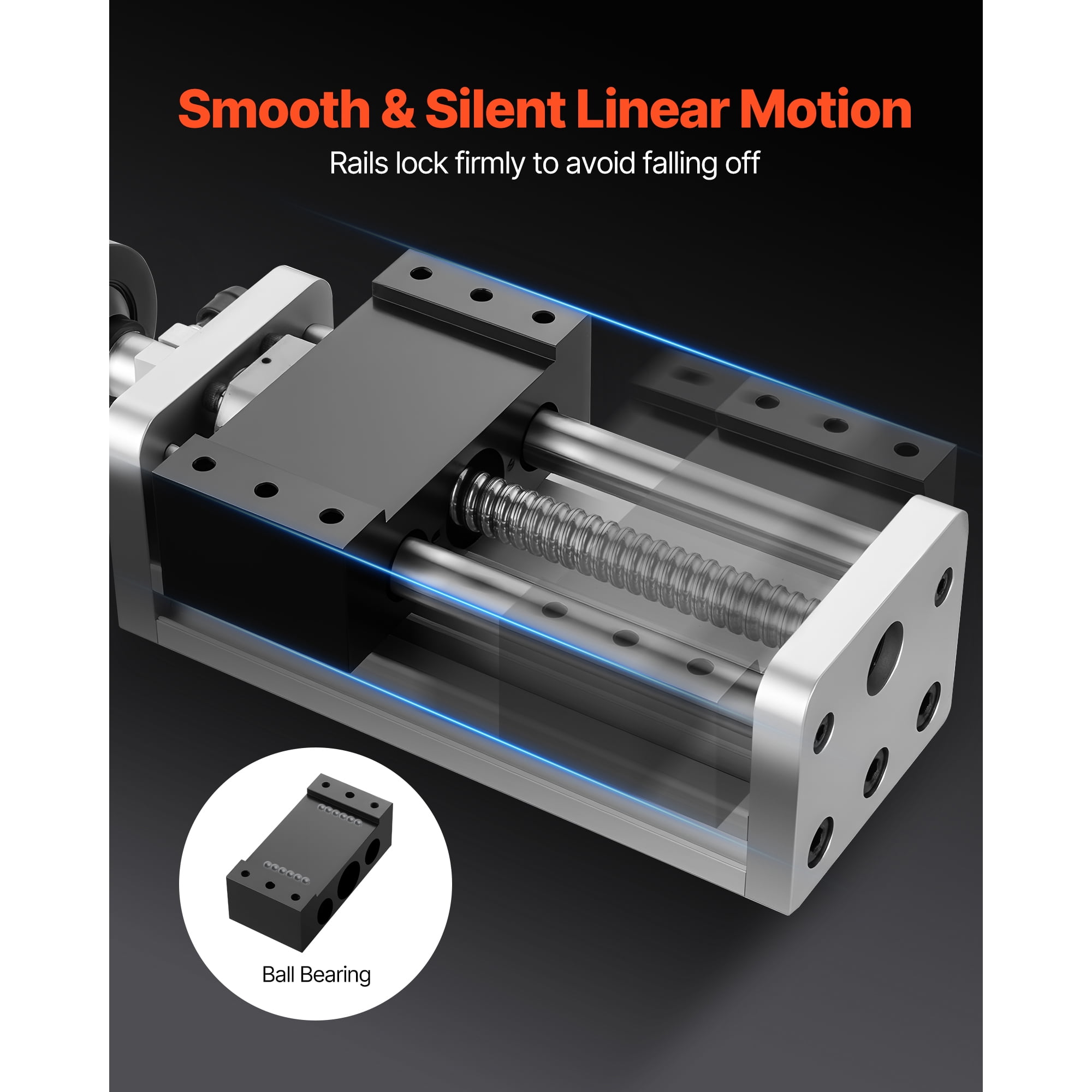 KFFKFF Linear Stage Actuator with 100 mm Stroke, Ball Screw CNC Motion Guide Rail, Dual Optical Axis, C7 Precision, Bearing Slide Block, Manual Handwheel, Suitable for CNC Router X Y Z Axis