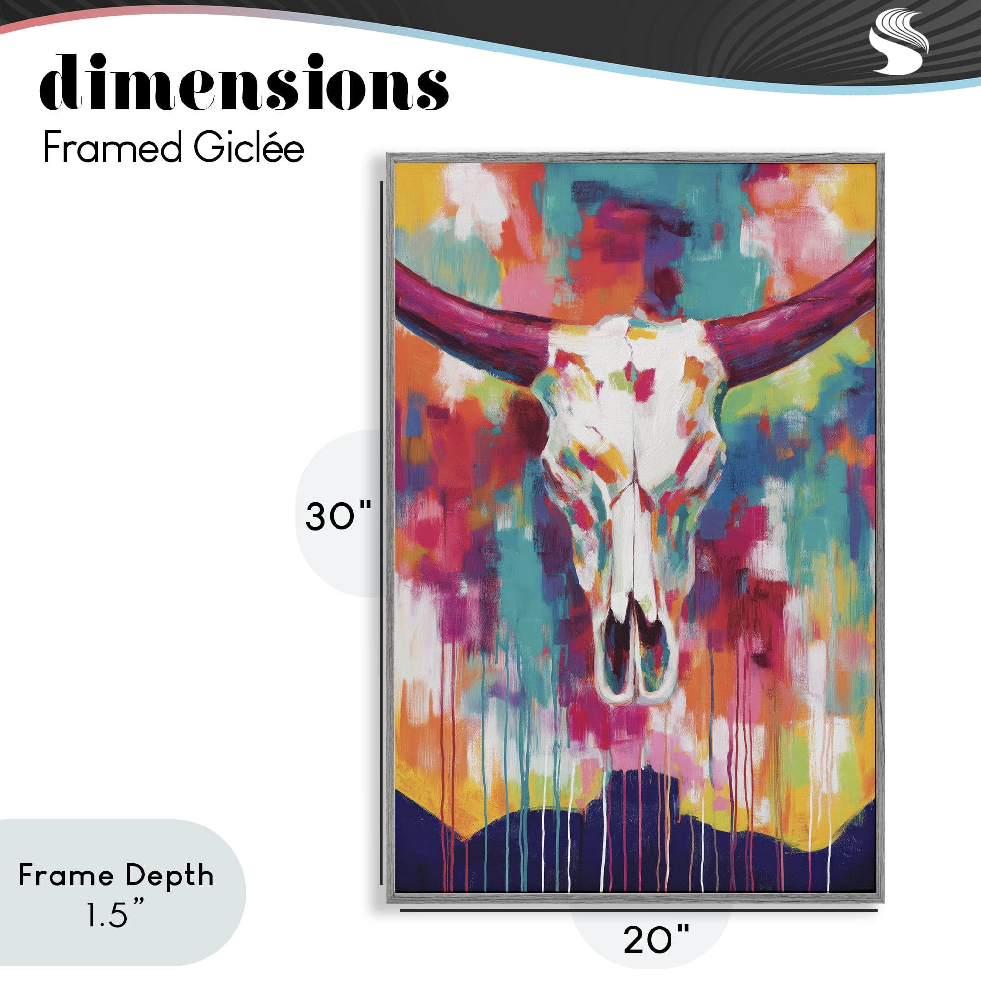 Stupell Industries Spirit Of The West Skull Gray Framed Giclee Art, design by Chromatic Storm Studio