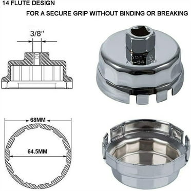 Steel 14 Flute Oil Filter Cap Removal Tool for Toyota 1.8L and Lexus CT200h