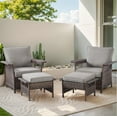thumbnail image 2 of PARKWELL 4-Piece Outdoor Wicker Cushioned Lounge Chair with Ottoman Seat Foot Rest,Outdoor Rattan Wicker Conversation Furniture Sets,Gray, 2 of 11