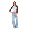 thumbnail image 2 of Forever 21 Women's Blue Y2K Wide-Leg Denim, Minimal Tie Waist Detail for Everyday Casual Wear, Size 2, 2 of 6
