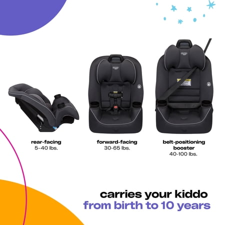 COSCO KIDS EASY ELITE SLIM ALL-IN-ONE CONVERTIBLE CAR SEAT, FRAMBOISE