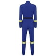 thumbnail image 4 of TiaoBug Woman Fire Fighter Costume Halloween Outfit Long Sleeve Front Zipper Bodysuit Uniform Jumpsuit Royal Blue XXL, 4 of 5