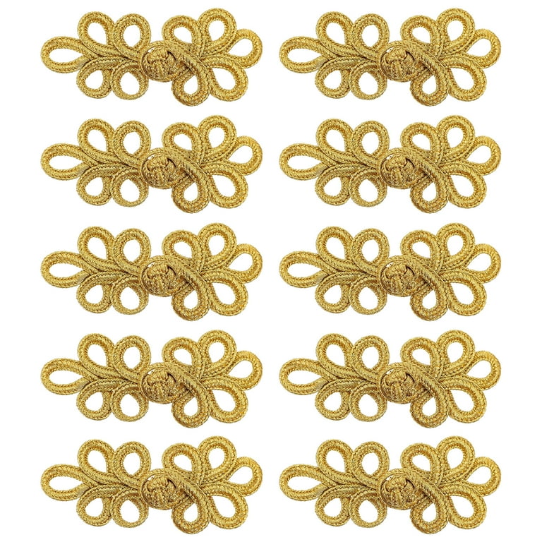 Buttons Chinese Frog Sewing Button Knots Clothing Closure Fasteners  Closures Fastener Cheongsam Knot Gold Yellow Hook 