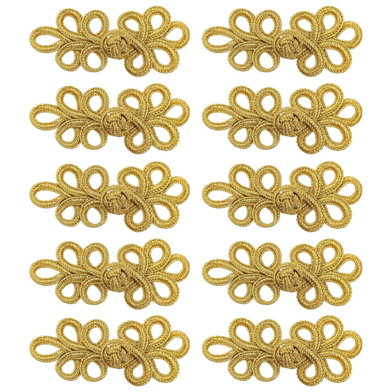 Buttons Chinese Frog Sewing Button Knots Clothing Closure Fasteners  Closures Fastener Cheongsam Knot Gold Yellow Hook 