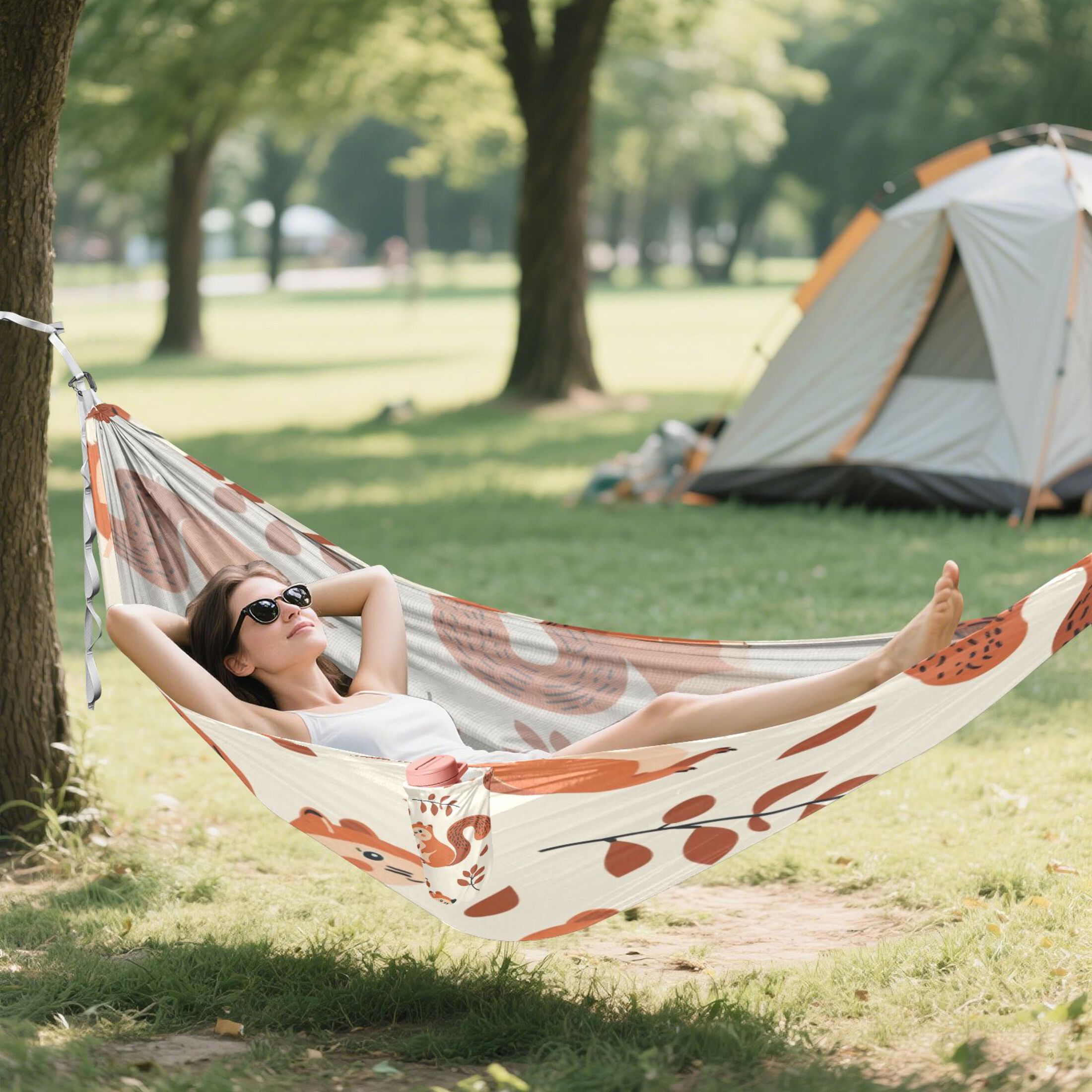 Hammock Camping Hammock Nylon Portable Hammock Travel Camping Hammock Orange Squirrel