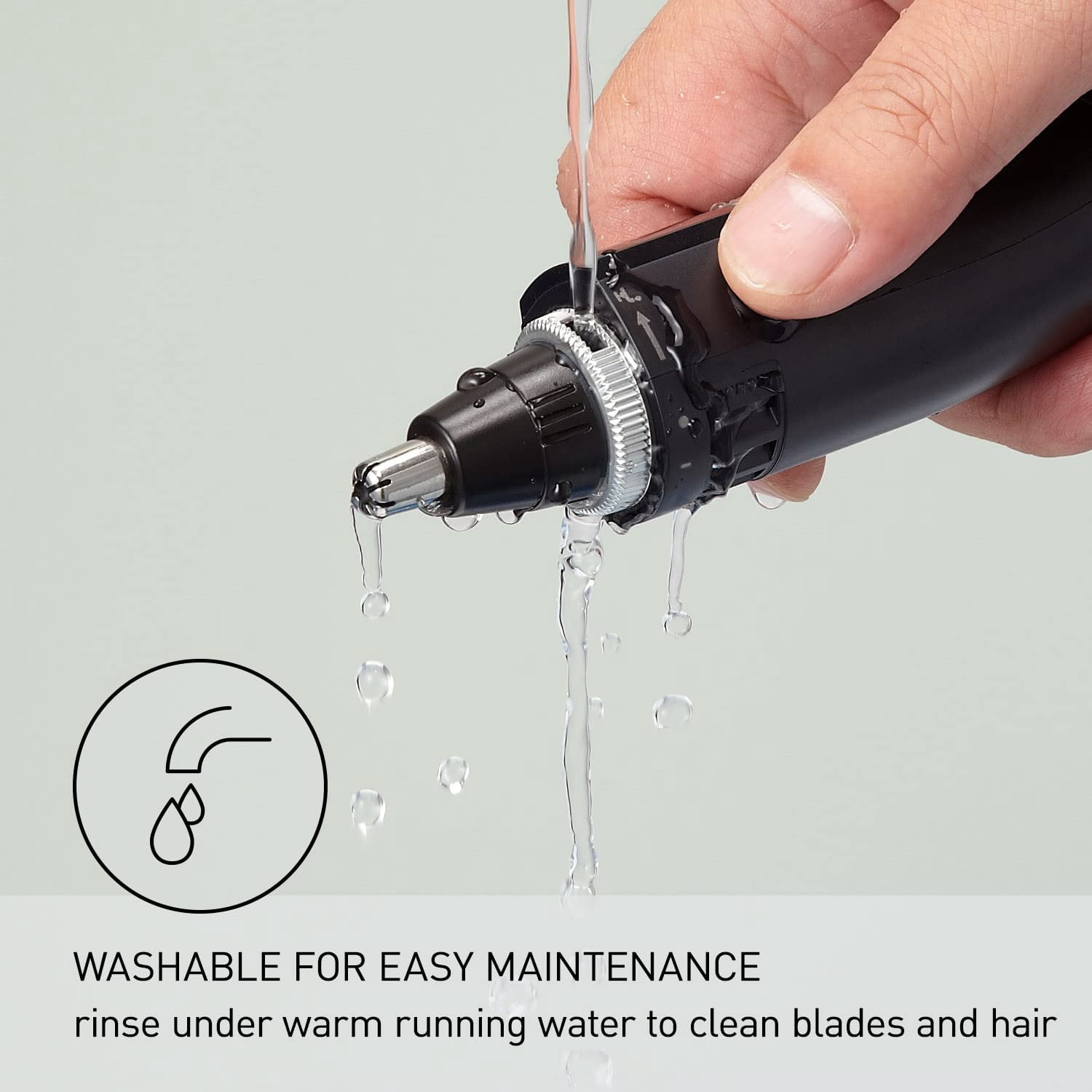 Panasonic ER-GN70-K Men's Ear and Nose Hair Trimmer with Vacuum Cleaning System - Wet/Dry - Black/Silver