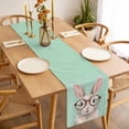 thumbnail image 6 of Green Cute Bunny Cotton Linen Table Runner for Dining Kitchen, Funny Rabbits Modern Art Wedding Outdoor Party Tablerunners Decoration, Dresser Scarf Coffee Tablecloth Runners 13x108 Inches, 6 of 9