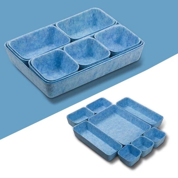KEVCHE 8Pcs Multifunctional Felt Storage Box Set, Desktop Drawer Dividers and Organizer Trays for Cosmetics Office Supplies, Soft Durable Foldable Storage Bins for Closet Kitchen and Home Gadgets