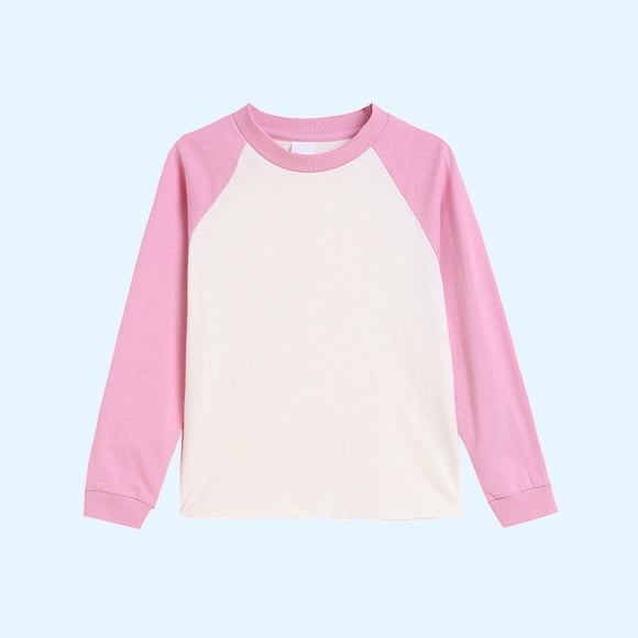 Milgrthf Kids Boys Girls Crewneck Sweatshirt Fall Casual Long Sleeve Raglan Color Block Cotton Pullover Tops Pink 9 Years