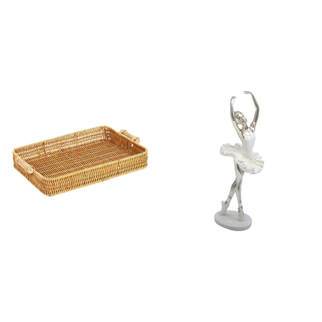 Escultura artística creativa de bailarina moderna, cesta de frutas tejida para mesa, cuenco para servir aperitivos para dormitorio y entrada con chime