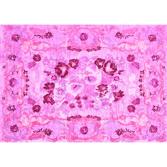 Ahgly Company Indoor Rectangle Medallion Pink French Area Rugs, 5' x 7'