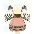 thumbnail image 3 of Grunge Duvet Cover Set, Vintage Feelings Car Sport Checkers Palms Sun Retro Racing Themed Print, Decorative 3 Piece Bedding Set with 2 Pillow Shams, King Size, Mint Green Yellow Coral, by Ambesonne, 3 of 3