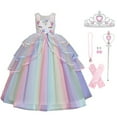 thumbnail image 1 of HAWEE Robe de Princesse Licorne pour Filles, Déguisement de Fête Chic, Robe de Fête de Mariage et d'Anniversaire pour 3 à 14 Ans, 1 of 7