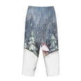 thumbnail image 5 of Junzan Watercolor Winter Landscape For Christmas Women'S Pajama Pants Drawstring Comfy Sleep Bottoms With Pockets, 5 of 9