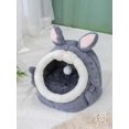 thumbnail image 2 of Cat bed, small dog bed with non-slip bottom, rabbit-shaped cat hole with hanging ball toy, warm cave nest sleeping bed with removable cushion, gray AS, 2 of 4