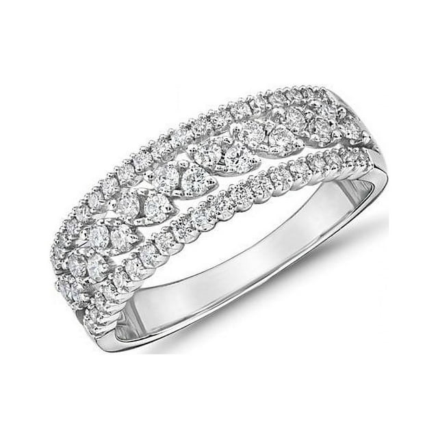 0.15 T.C.W Forme Ronde Naturelle Diamond Dernière Conception Bande d'Éternité de Mariage pour Dames Or Blanc Massif 14K Taille 8