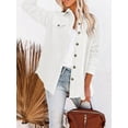 thumbnail image 6 of Women'S Fall Casual Long Sleeve Button Down Loose Light-Weight Shacket Shirt Jacket Coat with Pockets White XXL, 6 of 7