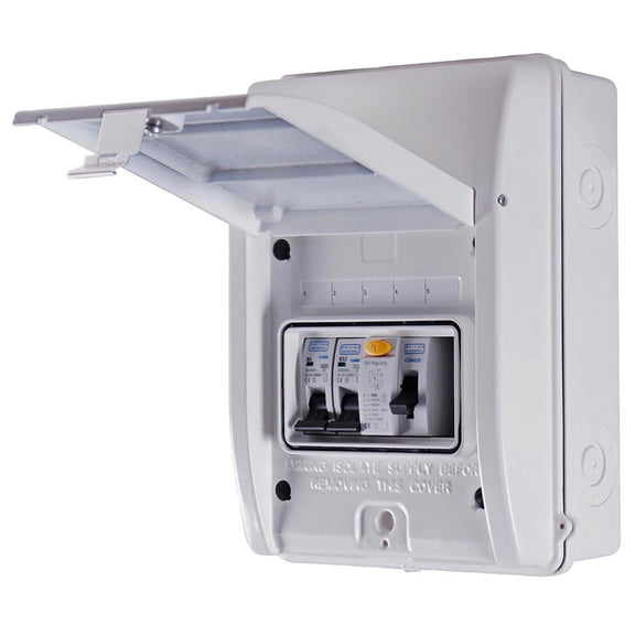 BG ELECTRICAL - Garage Kit Consumer Unit, 40A/30mA RCD, 6A & 32A MCBs, IP65