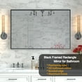 thumbnail image 5 of 36x30 Inch Metal Black Frame Mirror for Bathroom, Brushed Rectangular Corner Vanity, Lightweight Deep Set Design Large Wall Mirrors Decorative, Hangs Horizontal & Vertical, 5 of 7
